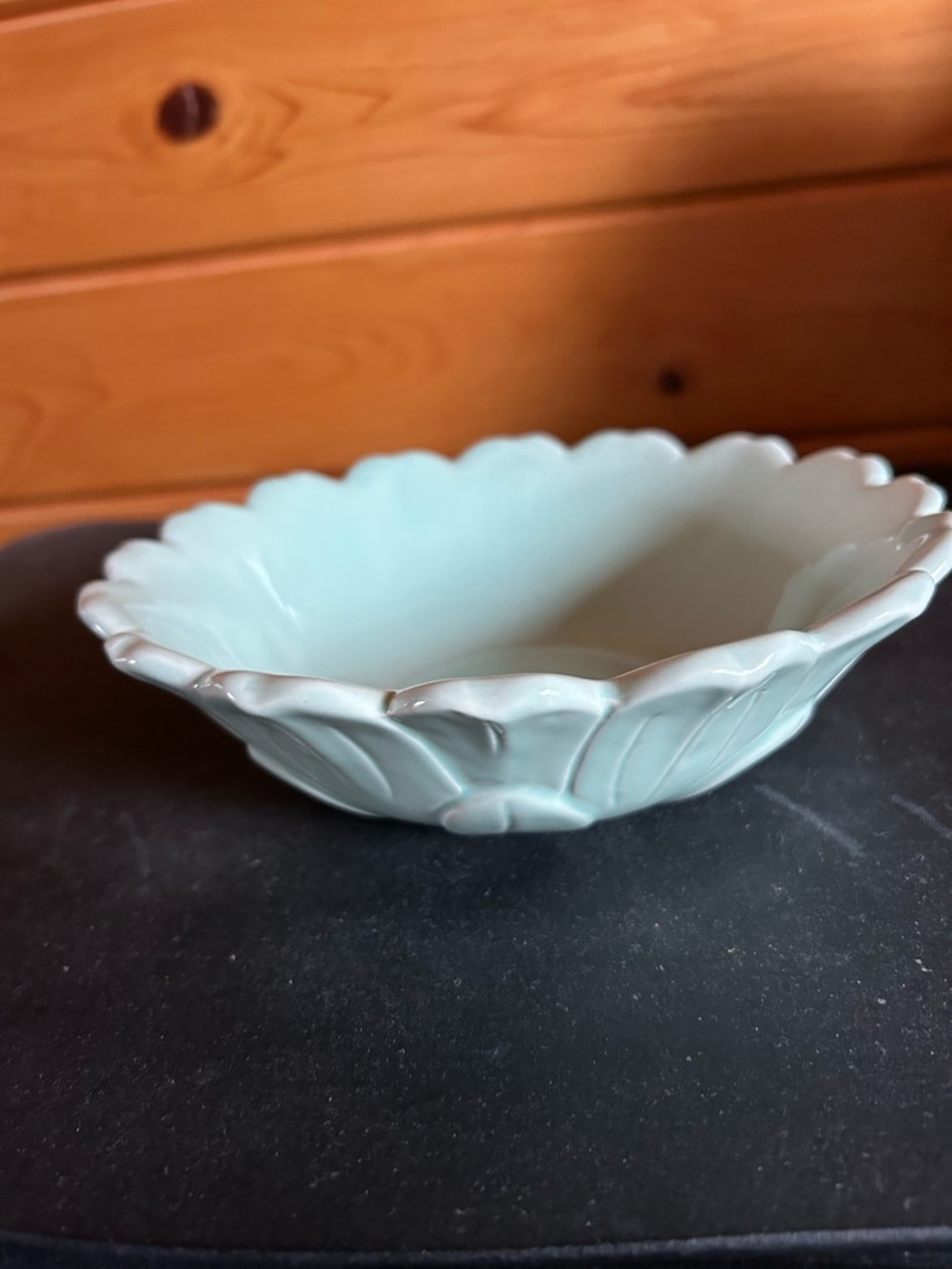 TAG Scalloped Flower Ceramic Blue Bowl -